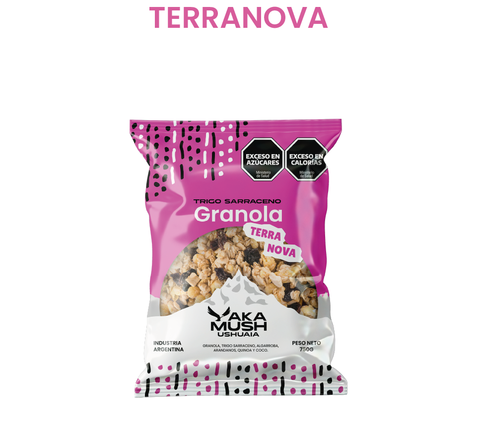 Granola de trigo sarraceno Terranova Yakamush, con ingredientes naturales de Tierra del Fuego